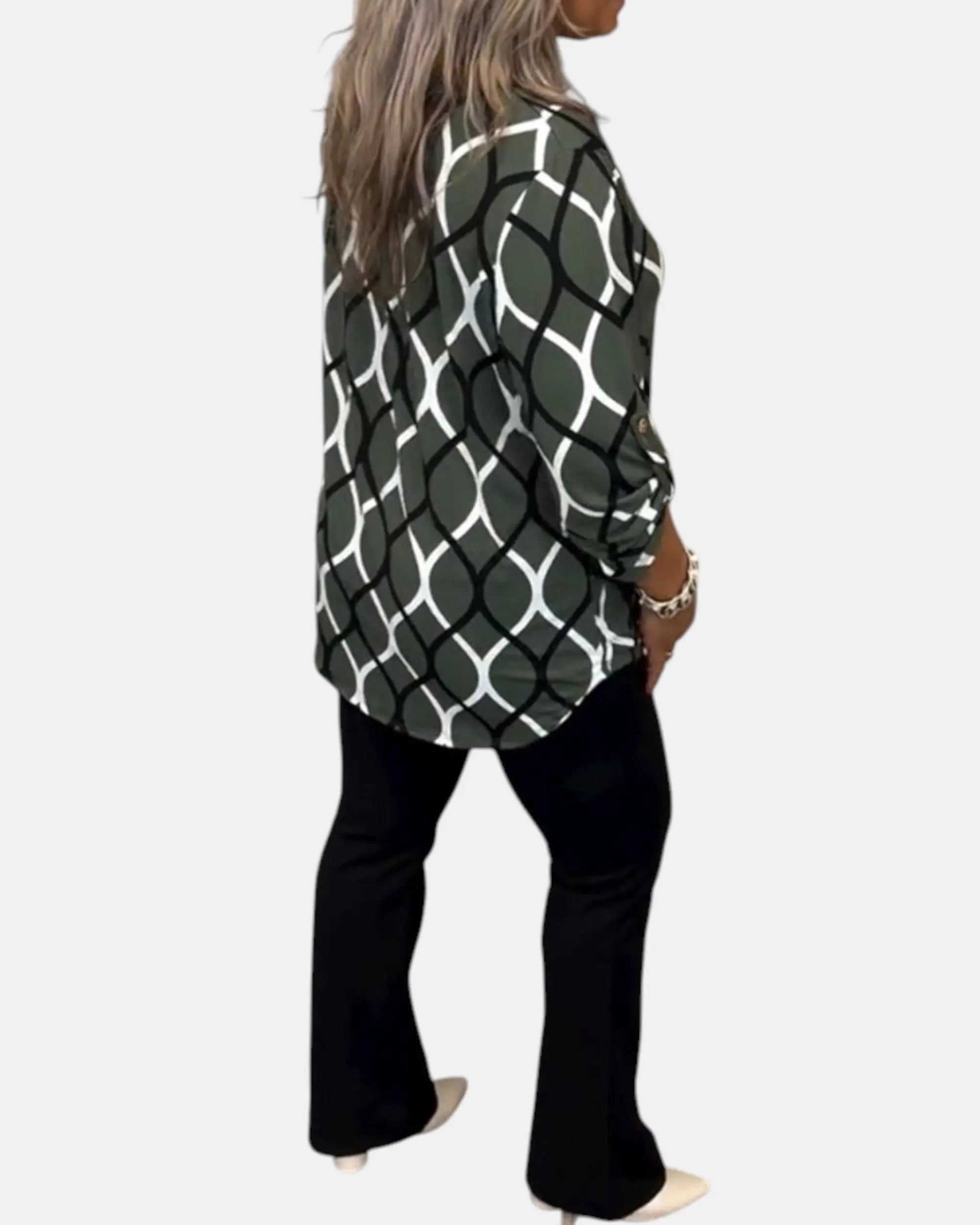 Blouse "Gisela" – Lange Mouwen & Grafische Print