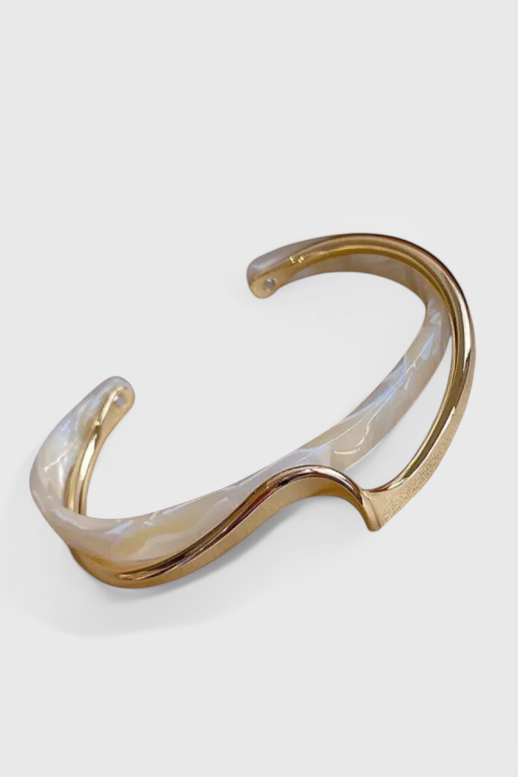Bracelet – Opale blanche, finition dorée