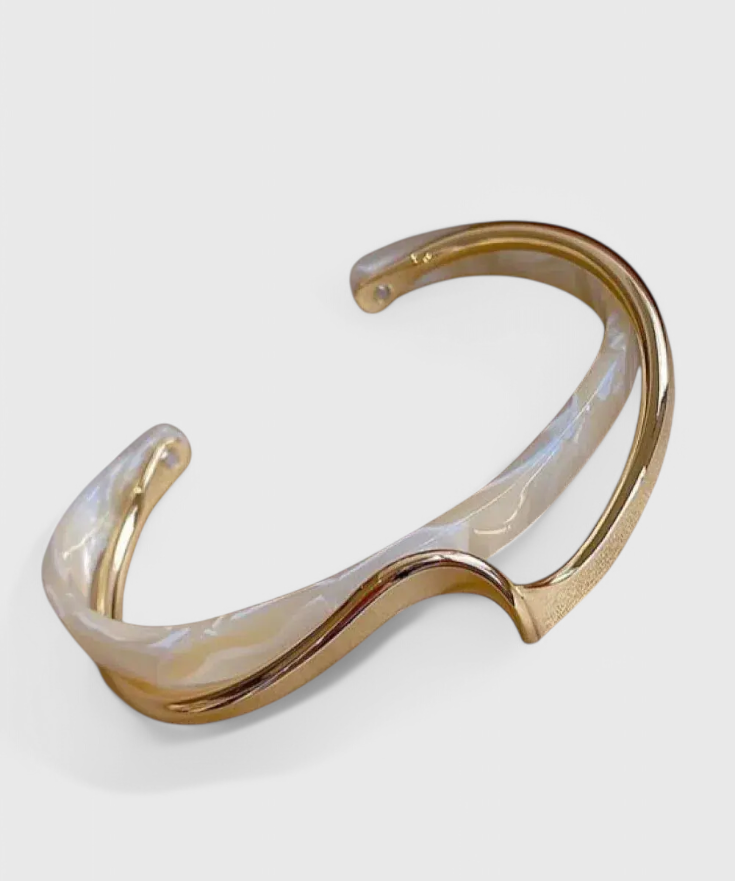 Bracelet – Opale blanche, finition dorée