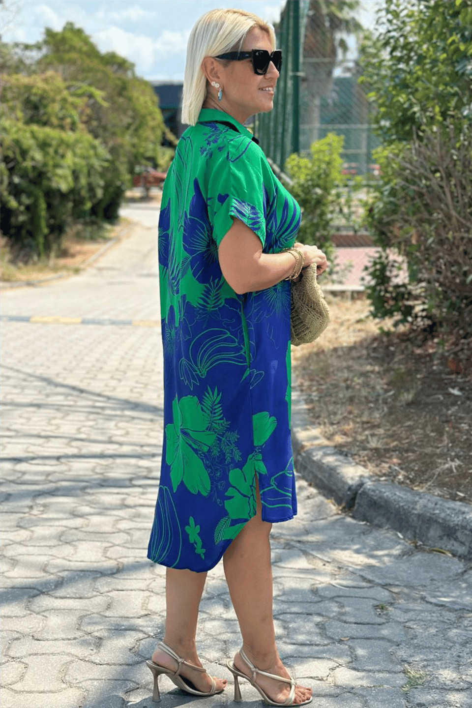 Bloemenkleed "Margarethe" – Roze & Groen